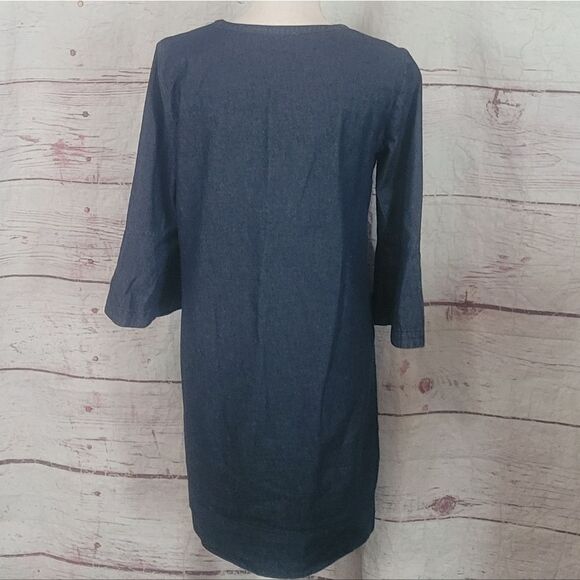 Draper James Chambray Ruffle Shirt Dress Size 8 - Picture 4 of 8